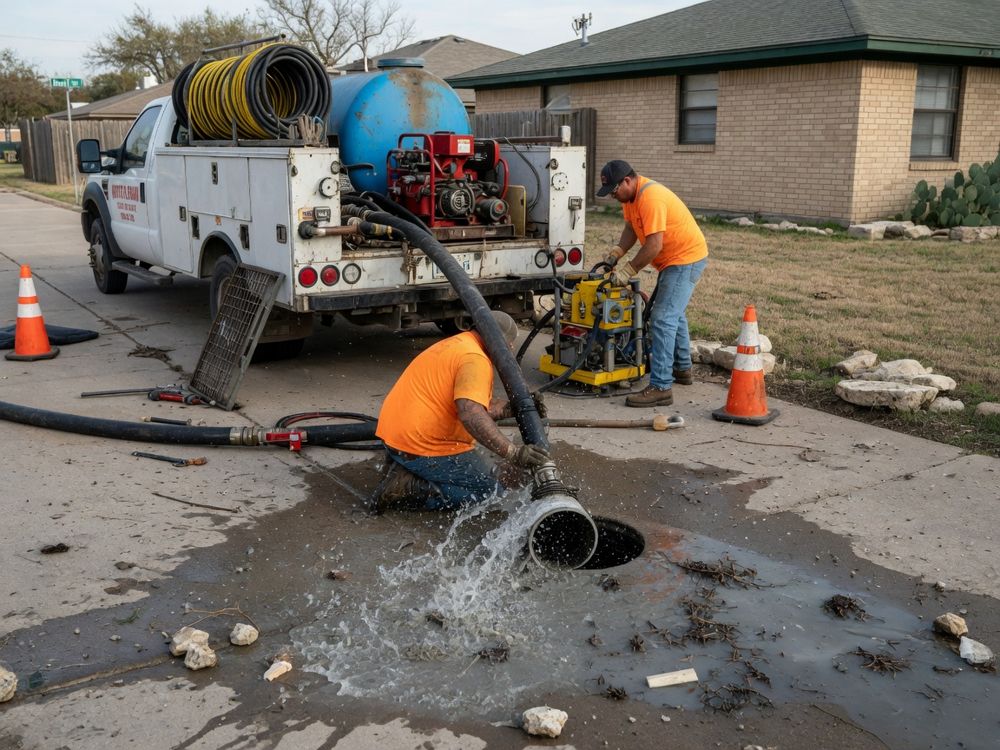 Hydro jetting in Buda, TX cleans grease, scale and buildup from drain and sewer lines where a cable falls short. Call (512) 729-9513.
